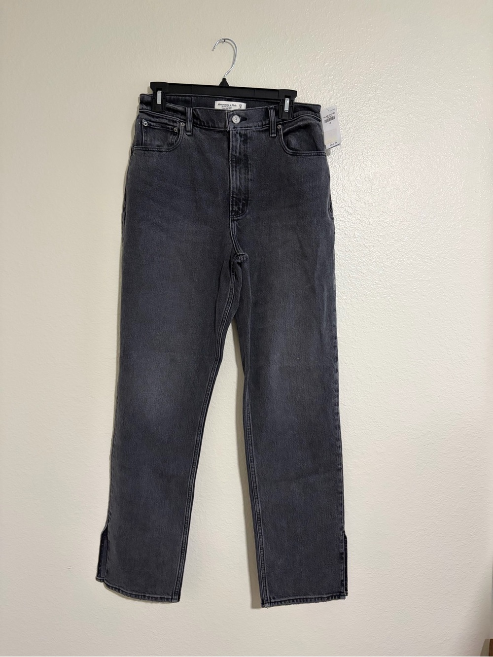 Abercrombie & Fitch Ultra High-Rise Straight Jeans in Washed Black